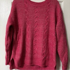 CAbi Elsa Pink Cable Knit Pink pullover Sweater. Size Medium.